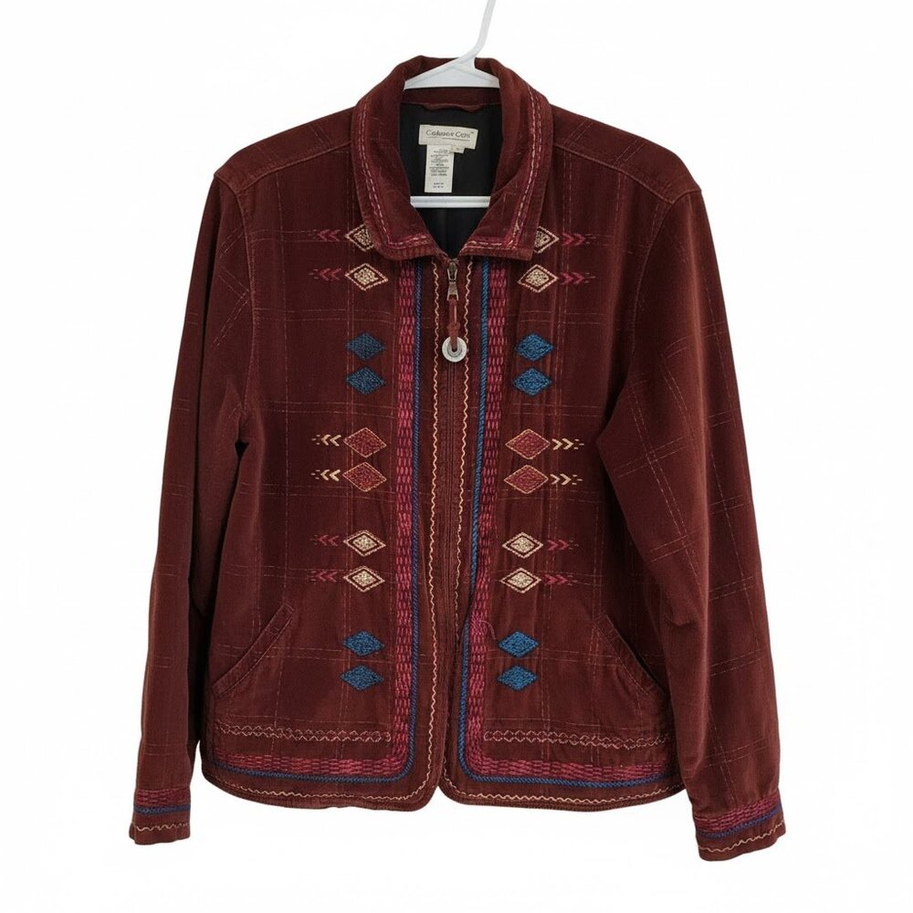 Coldwater Creek Rust Corduroy Embroidered Blazer